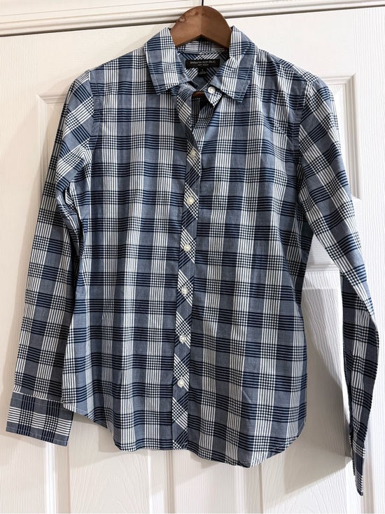 Banana Republic Tops - Banana Republic Blue and White Plaid Button-Down Shirt
